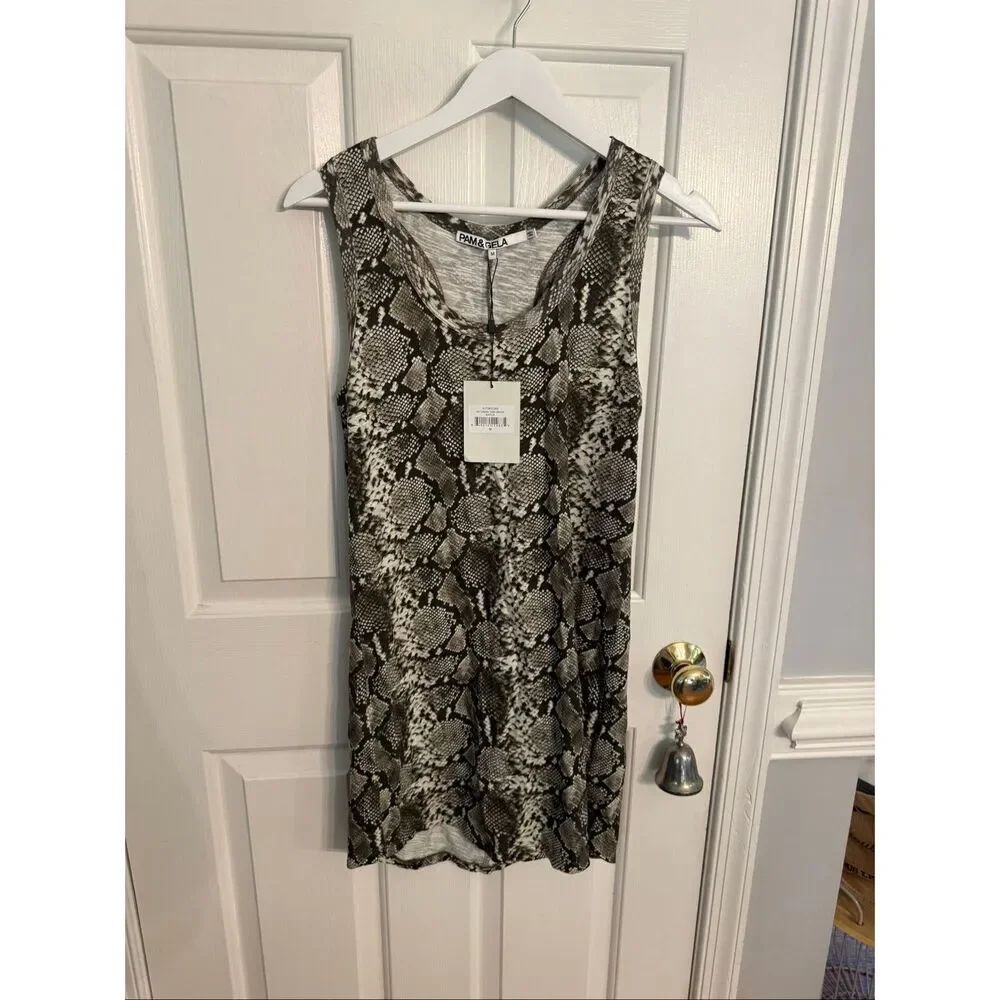 Pam & Gela Snake Print Racerback Mi I Dress sz M NWT